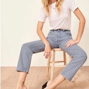Reformation Roper Blue plaid ankle Jeans size 27